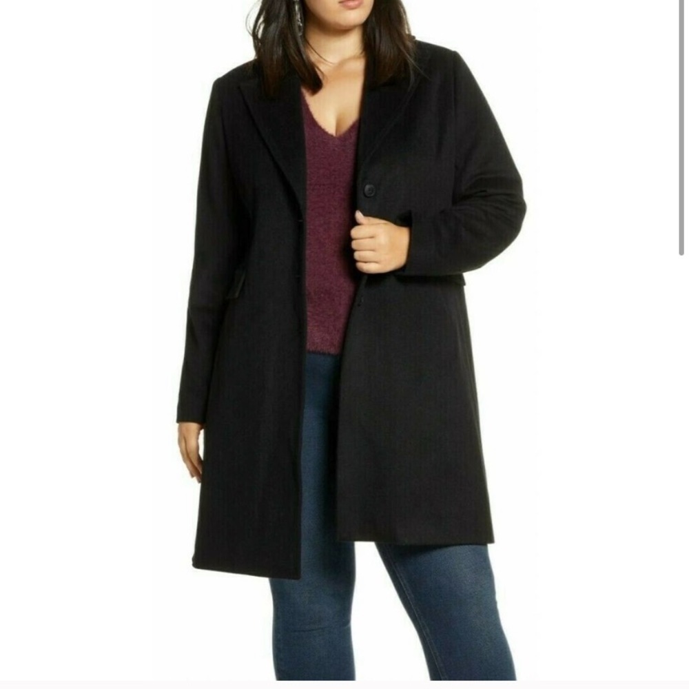 HALOGEN WOOL Single Breasted Notch Collar BLACK